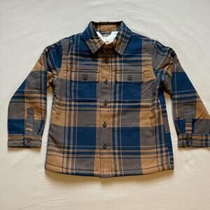 J. Crew Factory Navy and Orange Plaid Sherpa Lined Shacket Size XS 4 - 5